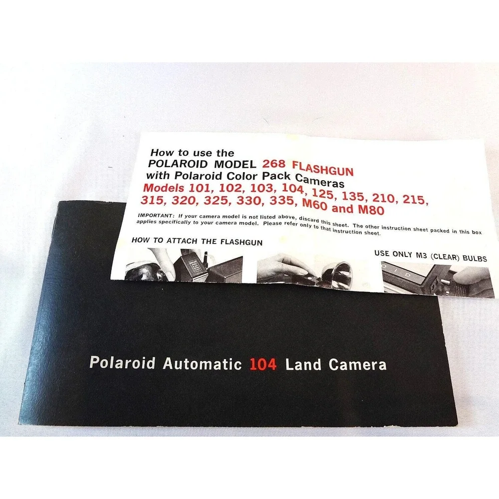 VTG Polaroid Automatic 250 Land Camera 1967-69 w/flash insructions case UNTESTED